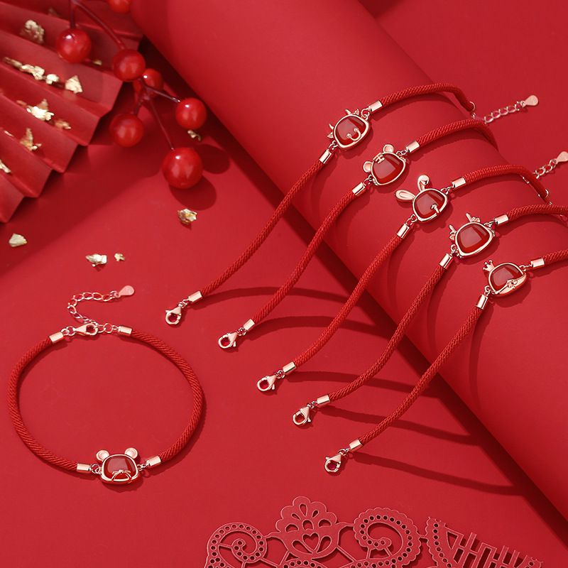 開運招財紅瑪瑙十二生肖紅繩手鍊-羊-紅色 (15.5cm+4cm延長鏈)