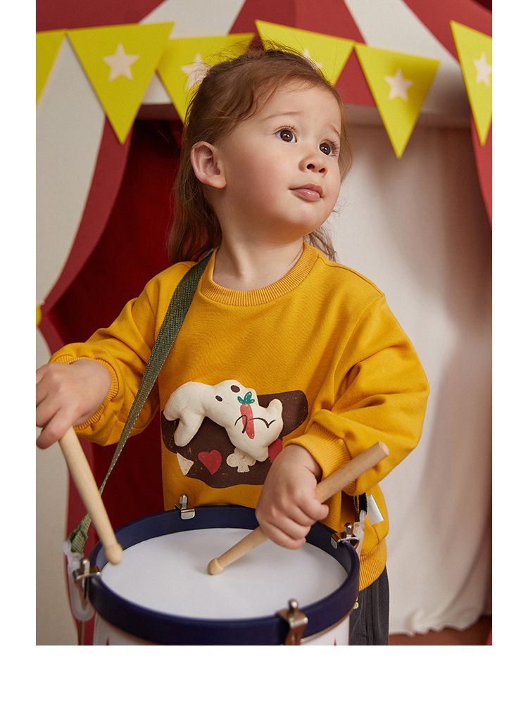 立體童趣圓領長袖上衣-花豹-杏色