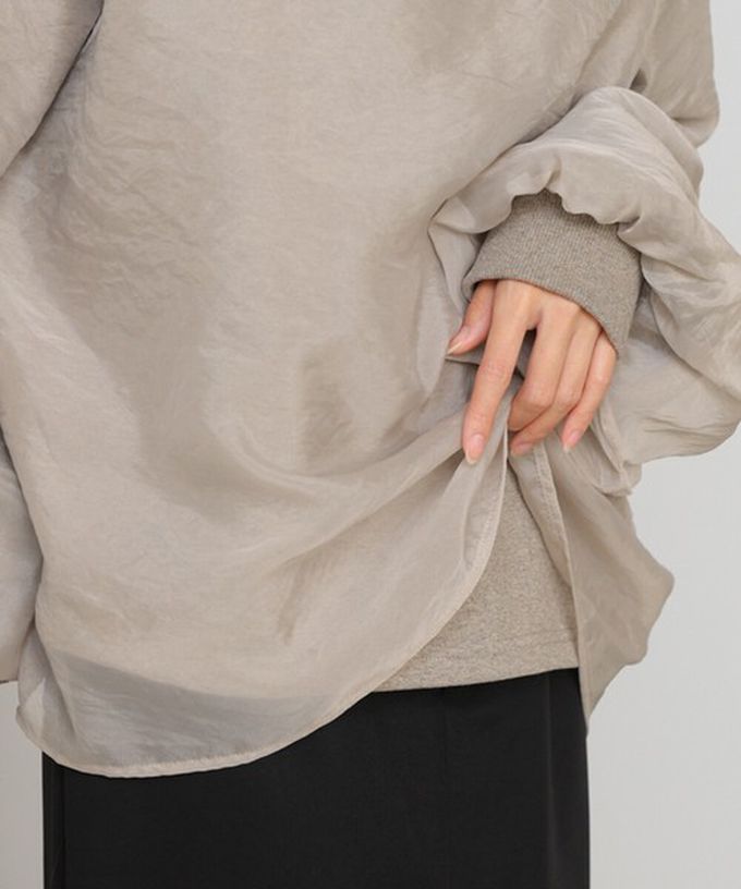 日本 Bab - 熱銷經典 薄紗層次裏毛長袖上衣-象牙白