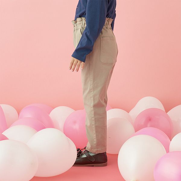 日本 Lycee mine - 俏麗皺摺錐形彈力長褲-黑