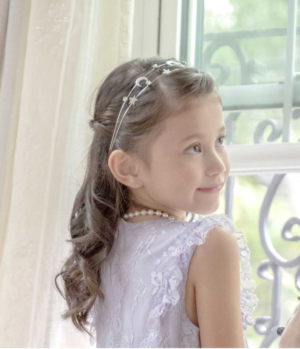 日本 Catherine Cottage - 星星月亮水鑽閃耀髮箍-金色