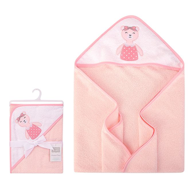 美國 Luvable Friends - 甜蜜寶貝嬰幼兒動物造型連帽浴巾/包巾_76x76cm-甜蜜熊