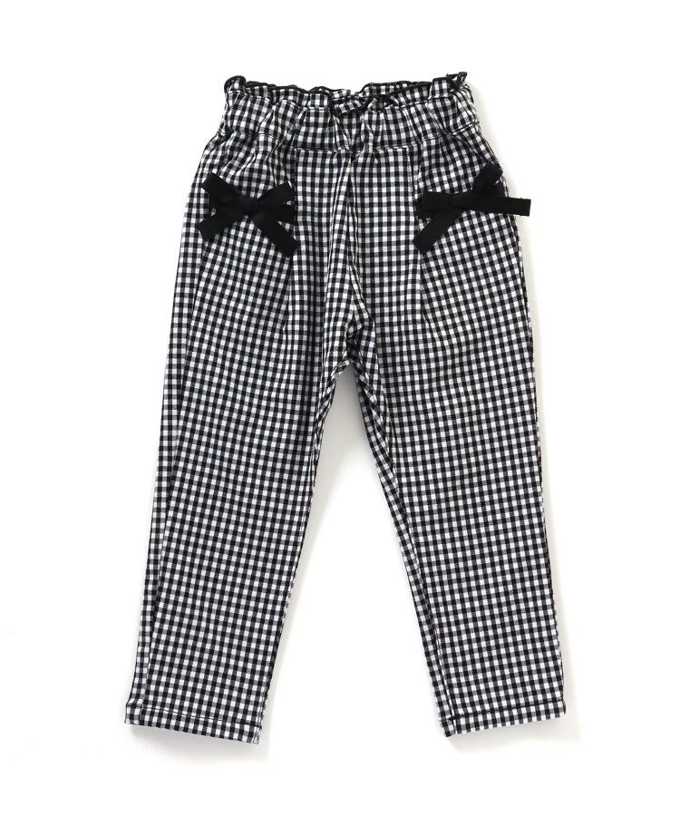日本 apres les cours - 蝴蝶結口袋腰鬆緊長褲-黑白格