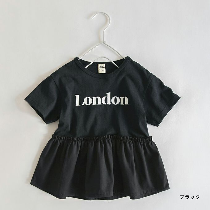 日本 BRANSHES - 城市印花夢幻傘狀短袖上衣-London-黑