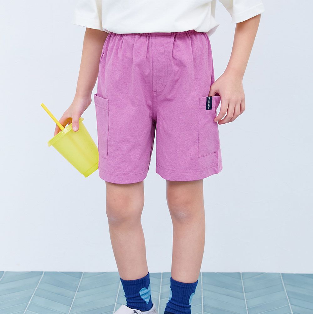 [快乾防皺] 防污可烘舒適機能短褲-大口袋-莓果粉