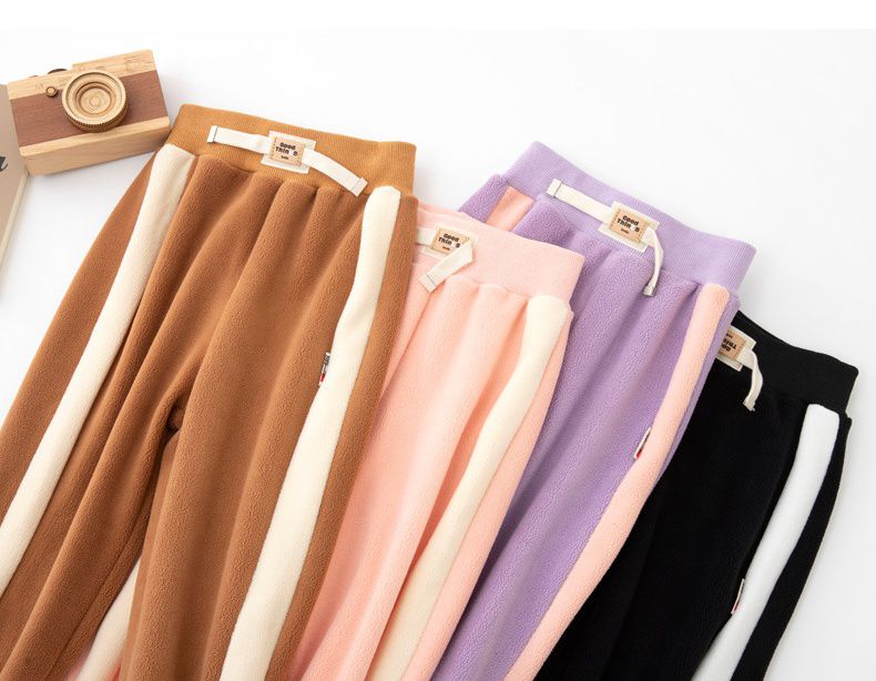 FANMOU - 加絨腰鬆緊束口休閒長褲-粉色