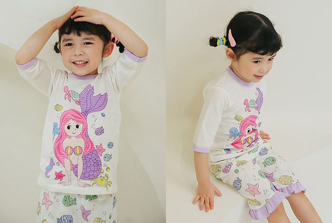 正韓 Puco - 超優質嬰幼兒/兒童七分袖100% 有機純棉家居服/睡衣-美人魚