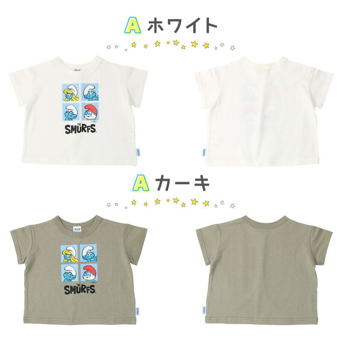 日本 ZOOLAND - 藍色小精靈聯名純棉短T-B爬繩子-杏