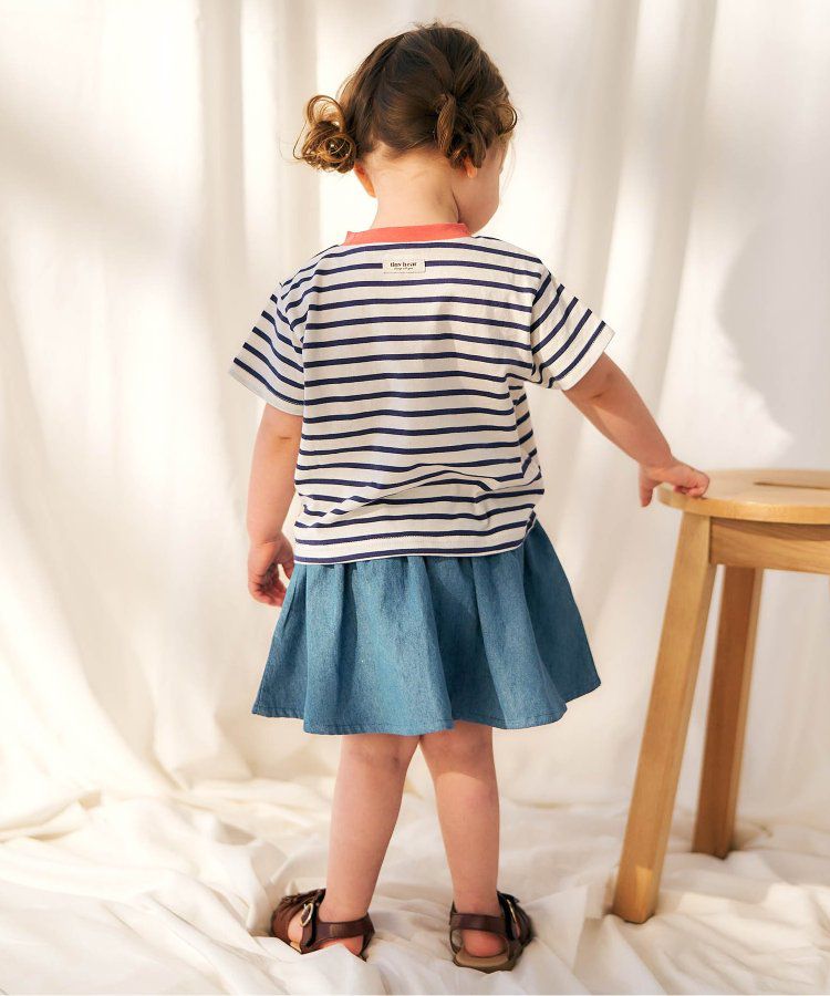 日本 apres les cours - 超萌小熊聯名特色刺繡短袖上衣-海軍熊-黃