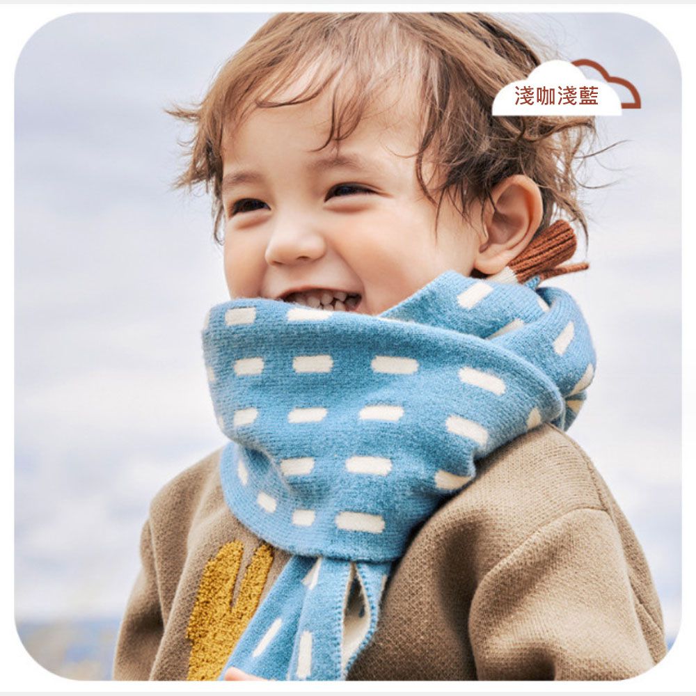 kocotree - 北歐風保暖圍巾-均碼 (淺咖淺藍)
