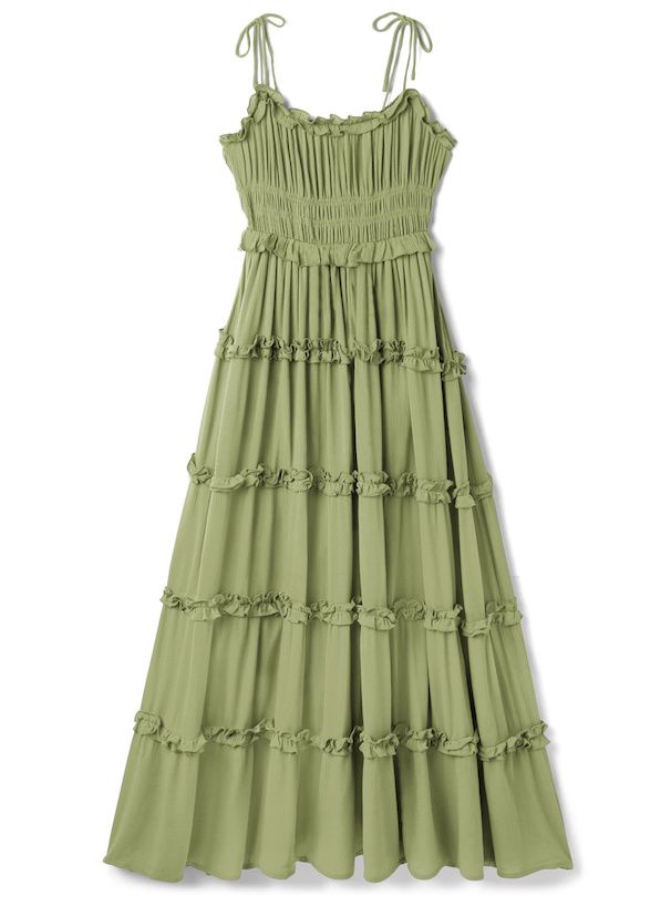 日本 GRL - 法式浪漫滾邊層次吊帶裙/洋裝-藍