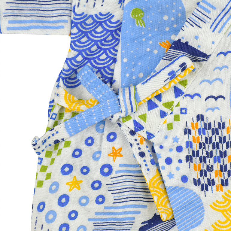 akachan honpo - 甚平包屁衣-海-米白色