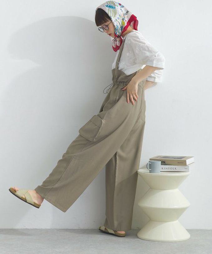 日本 Lupilien - 柔軟可愛抽繩束腰工裝風吊帶褲-灰藍