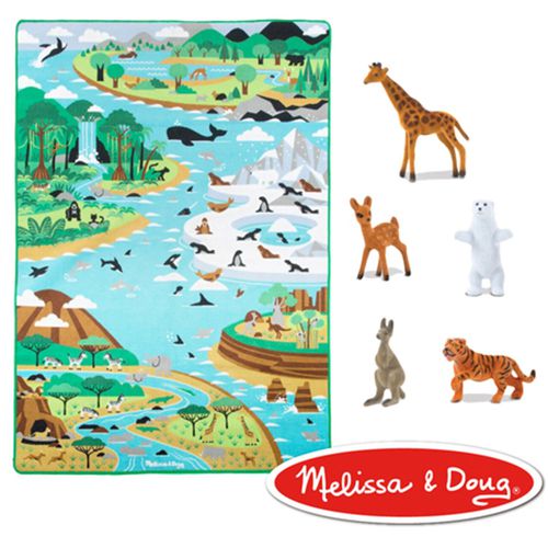 美國瑪莉莎 Melissa & Doug - MD 交通遊戲-地墊,巨型非洲草原棲息地 (200cmX147cm)-內含動物玩具x5