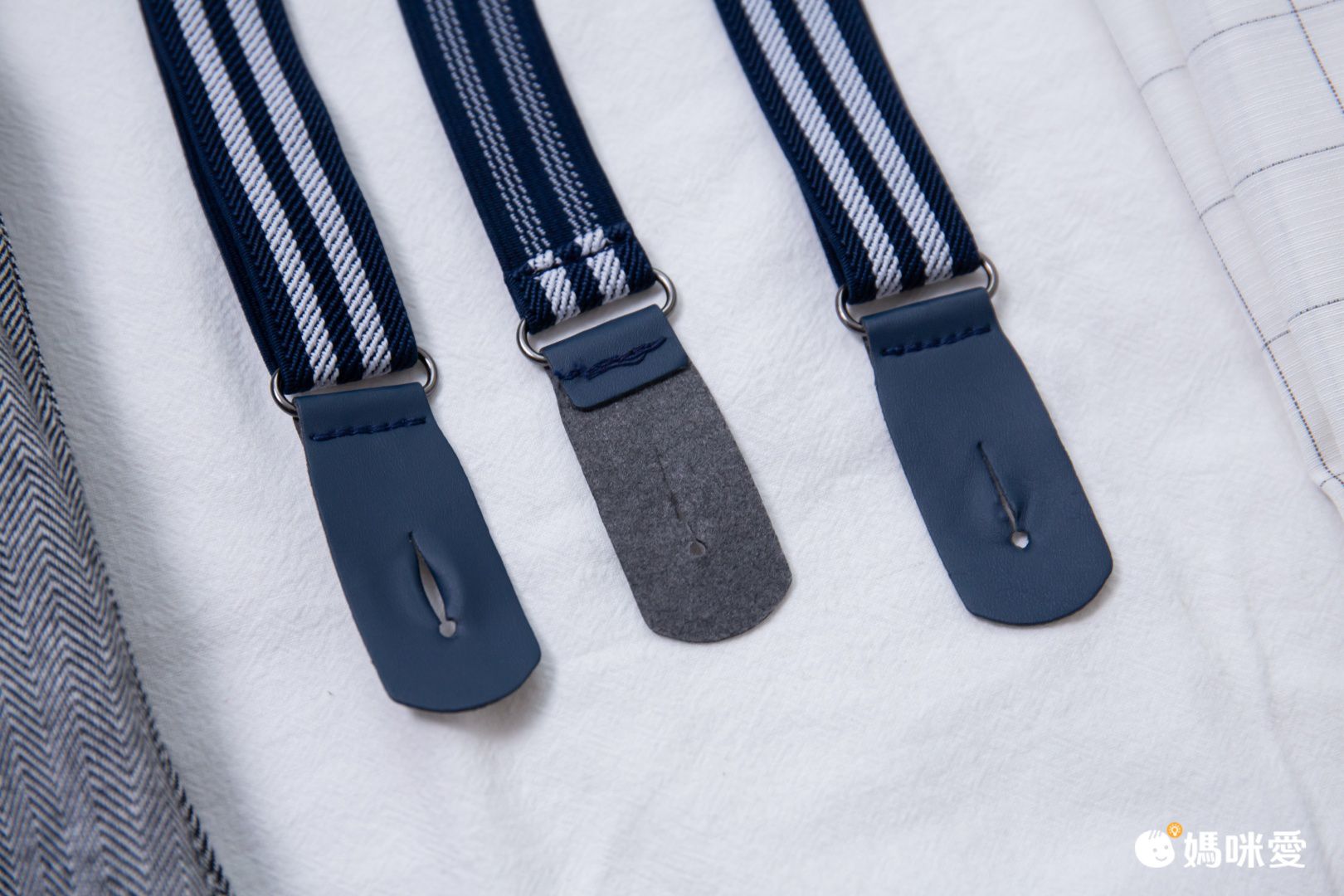 條紋小紳士長袖套裝-淺綠色