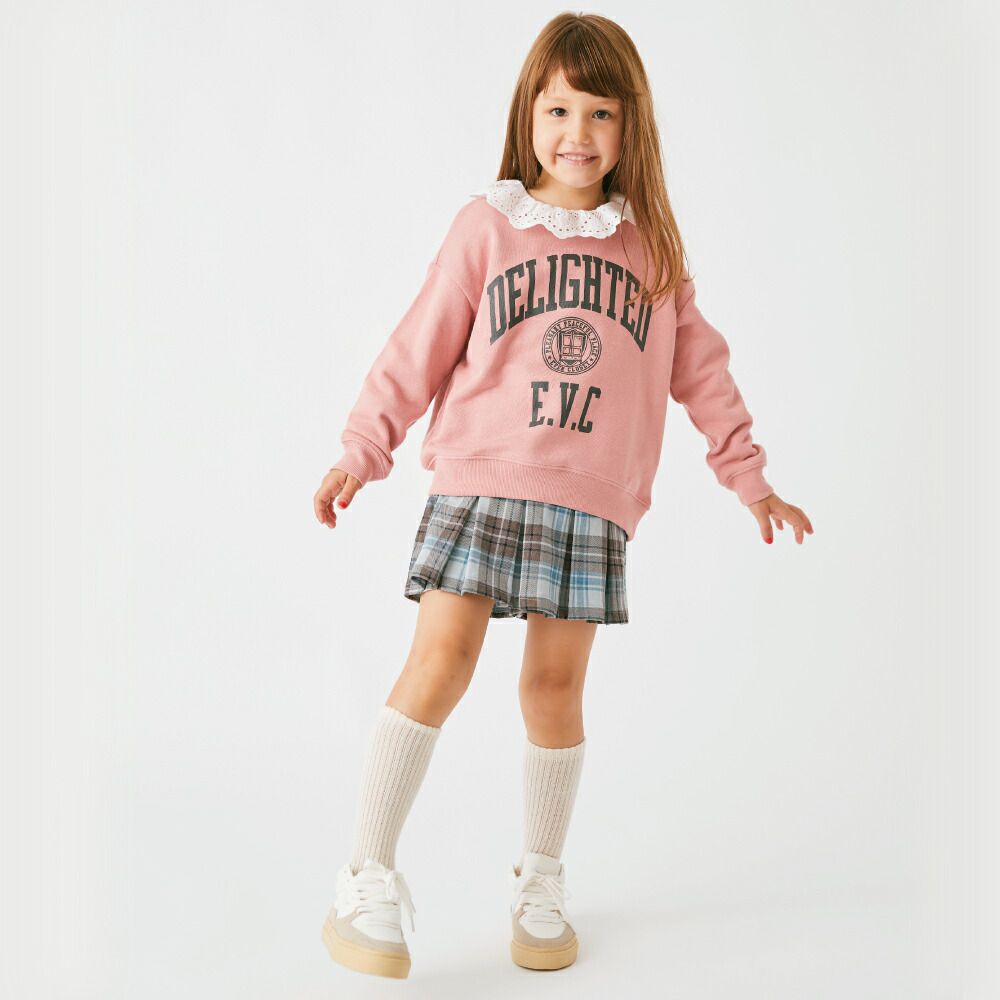 日本 evercloset - 純棉裏毛英文字大學T-水藍