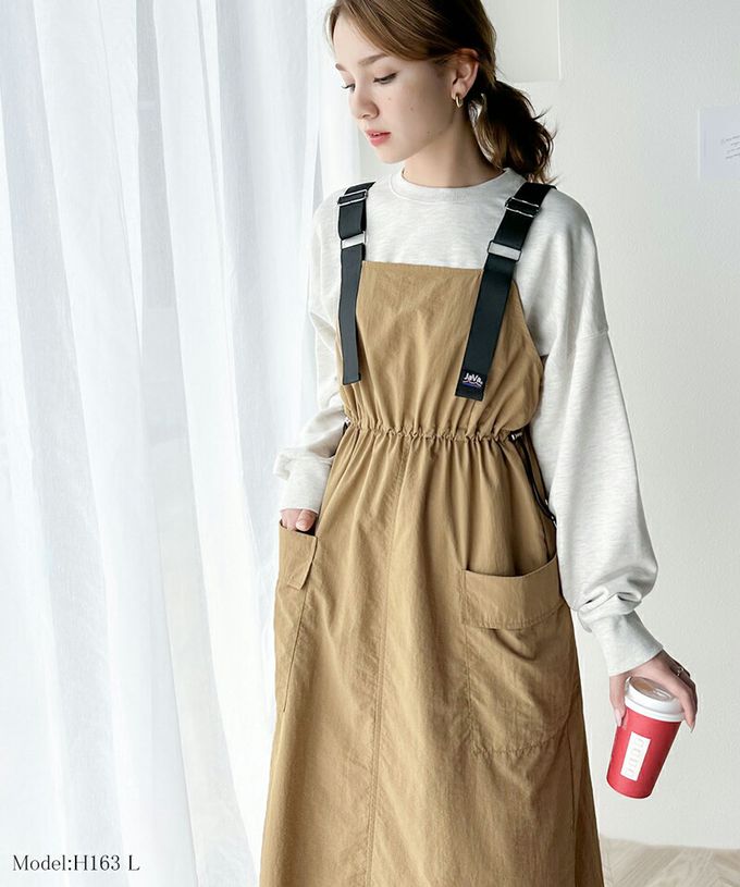 日本 Classical Elf - Java聯名 美式休閒抽繩吊帶裙-黑