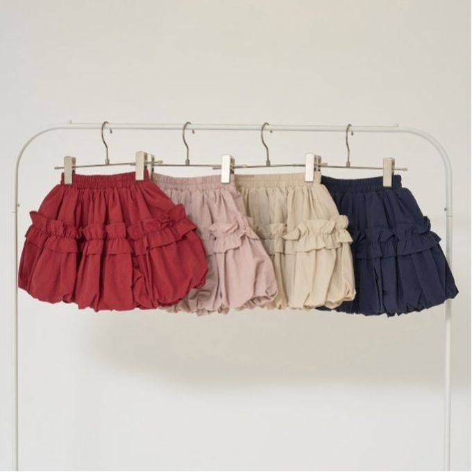 日本 Lycee mine - 俏皮摺邊澎澎氣球短裙-淺杏