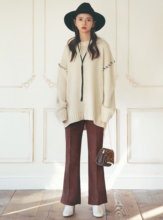 日本 GRL - 縫線感設計針織毛衣-天使白