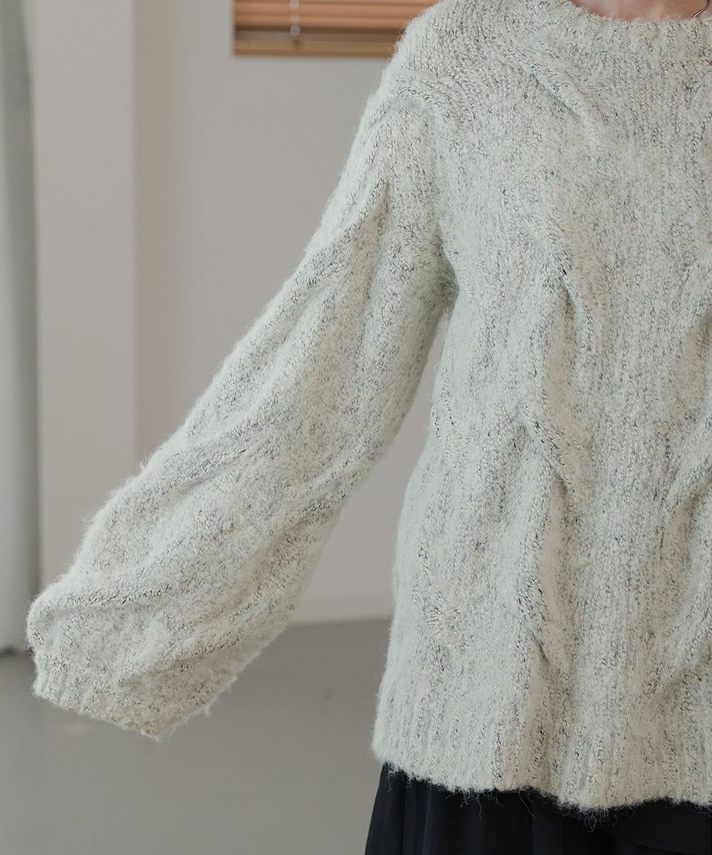 日本 Bab - 季節感立體麻花大寬袖針織上衣-深灰