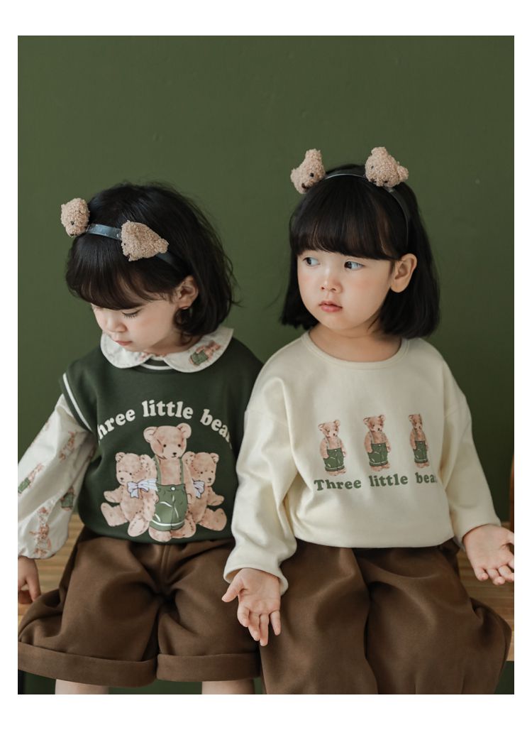 腰鬆緊五分百搭寬褲-熊熊-綠色