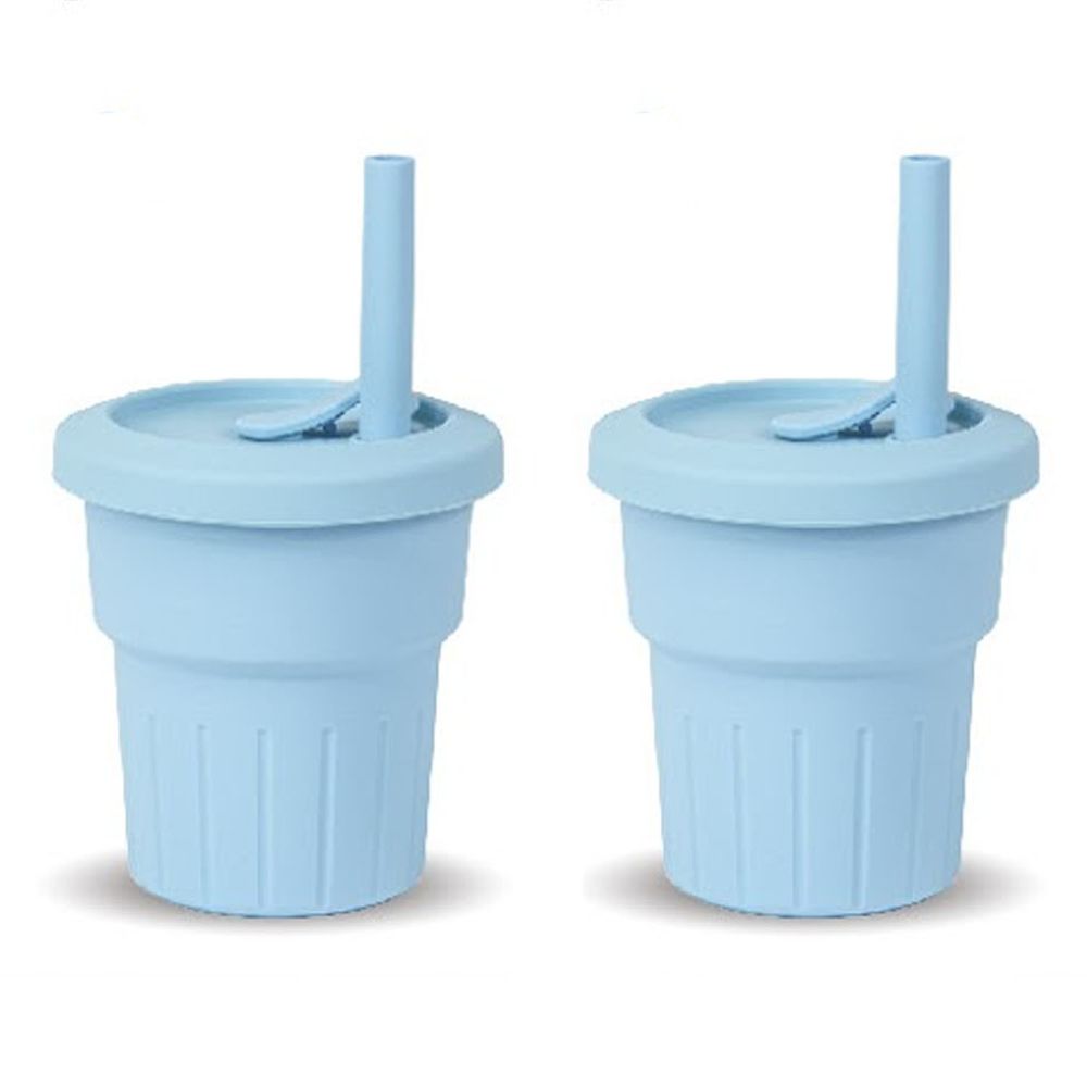 KOM - 台灣製矽膠環保隨行小巧杯兩入組-天空藍 (330ml)