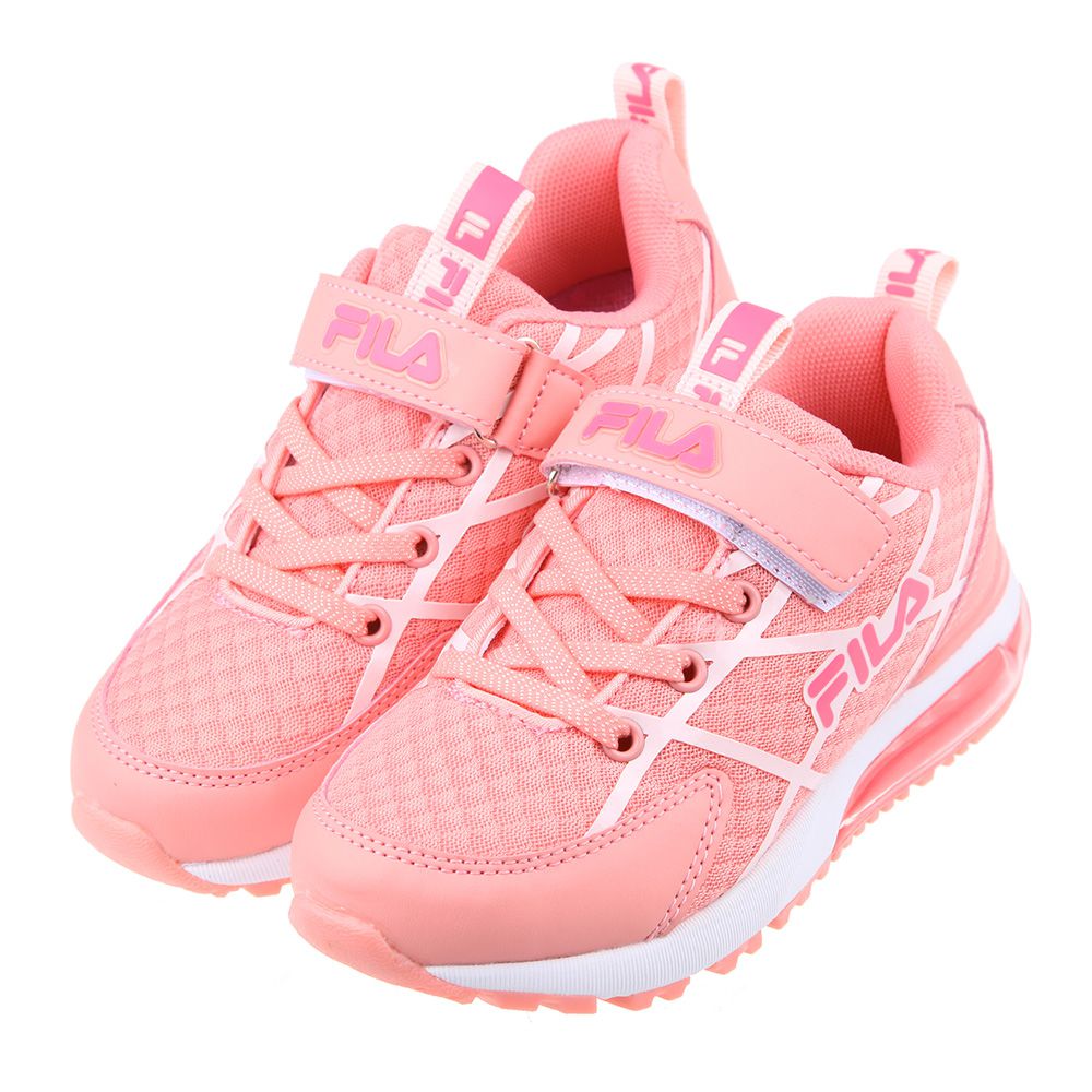 FILA - 康特杯系列白條粉色兒童氣墊慢跑運動鞋