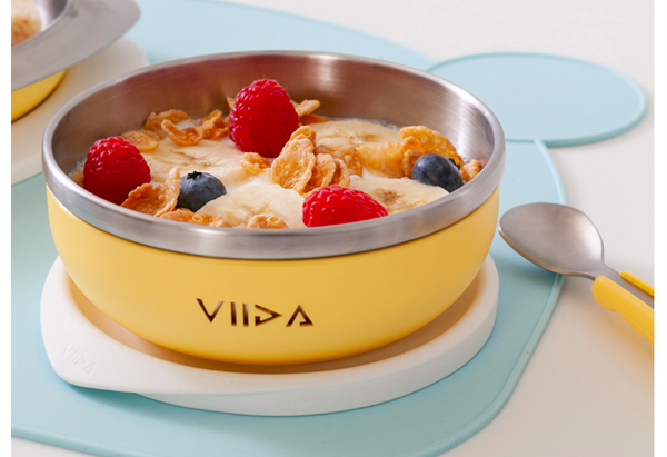 VIIDA - Soufflé抗菌不鏽鋼兒童餐碗-餐碗-萊姆黃