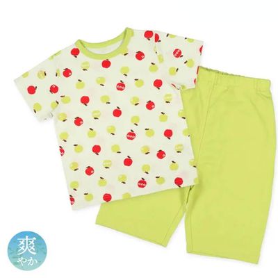 日本西松屋 - 透氣 蘋果家居服短袖套裝-果綠