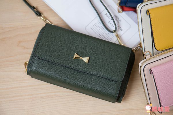 日本 cachecache - 3way蝴蝶結錢夾包-SILGY銀粉x灰