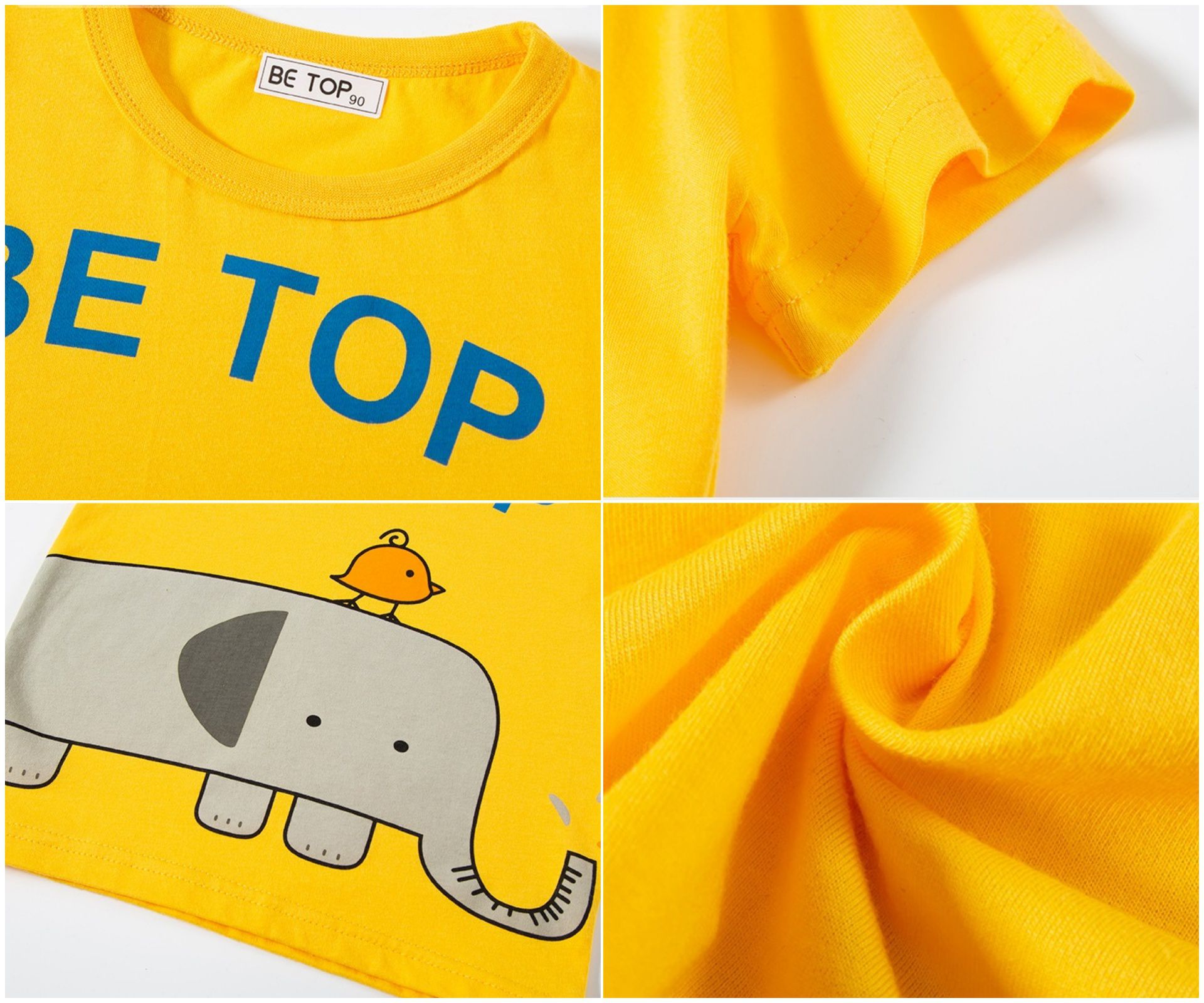 純棉短袖上衣-動物be top-黃色