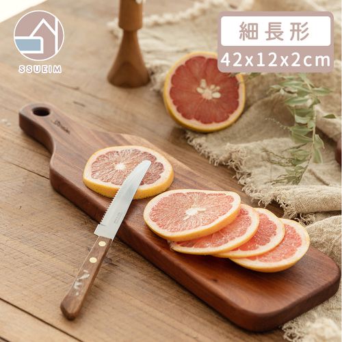 韓國 SSUEIM - 桃花心木製把手細長形砧板/托盤42x12x2