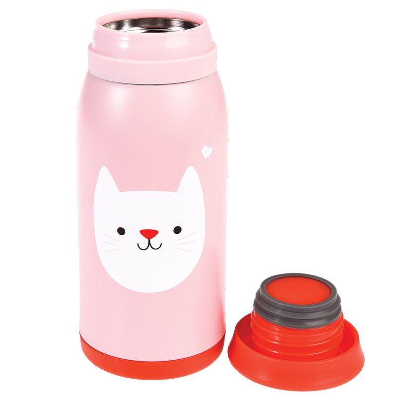 英國 Rex London - 不鏽鋼兩用保溫/保冷水瓶-迷人貓咪(350ML)