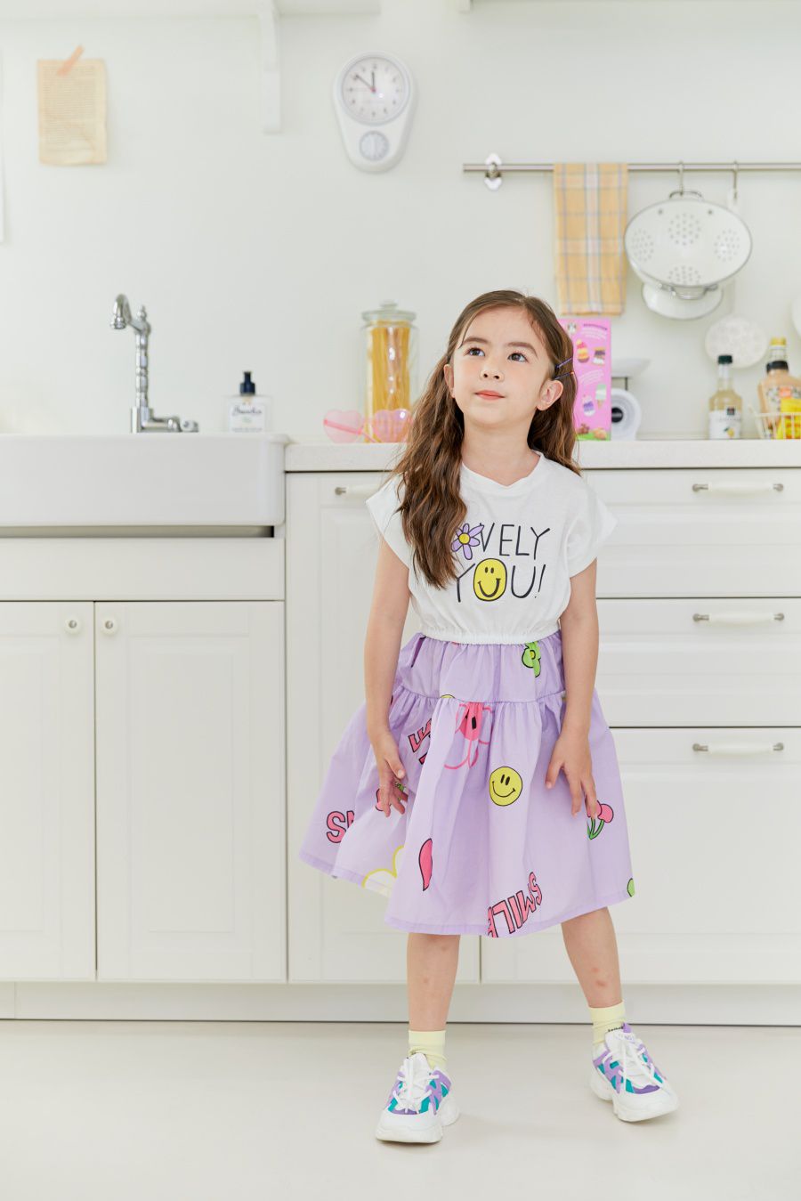 韓國 MINIATURE - LOVELY雙拼接裙襬洋裝-紫