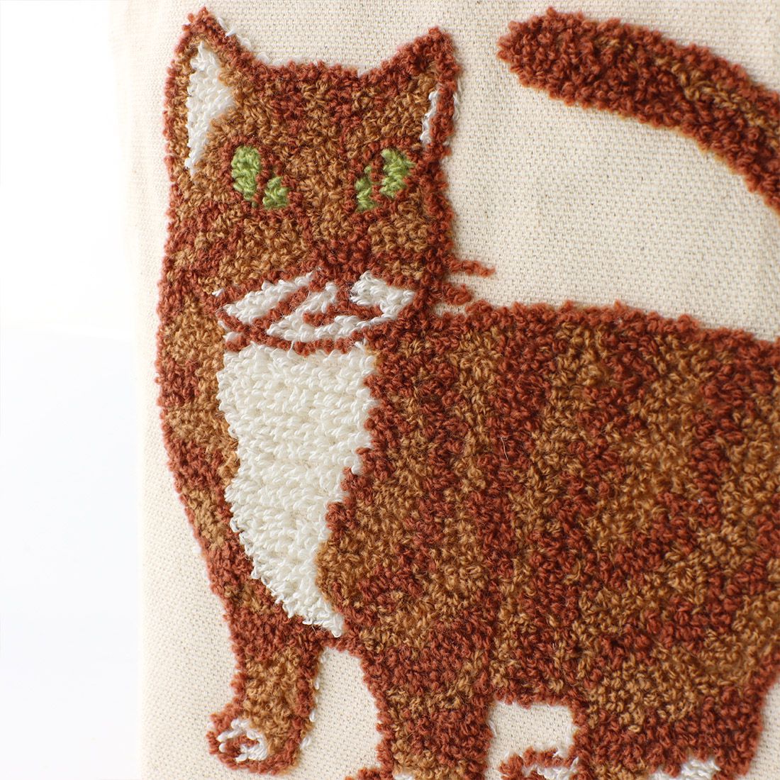 日本 TOMO - 可愛動物刺繡帆布袋-虎斑橘貓 (30×20×D10cm)