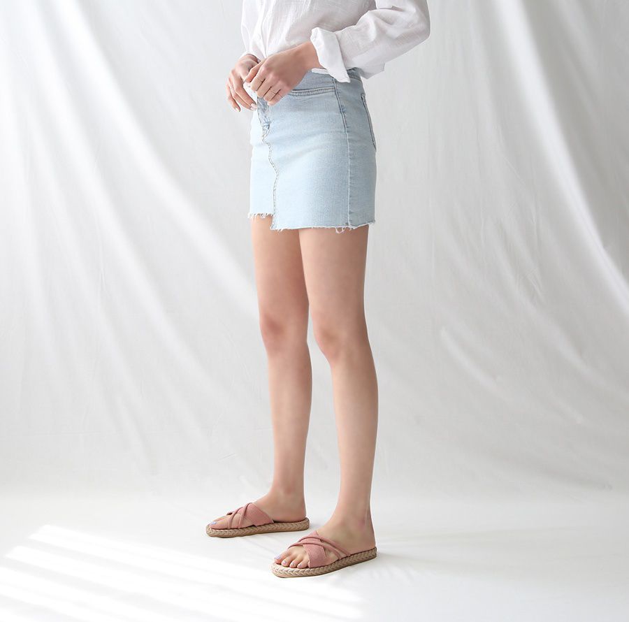 韓國 Dangolunni - 交叉編織拖鞋-杏