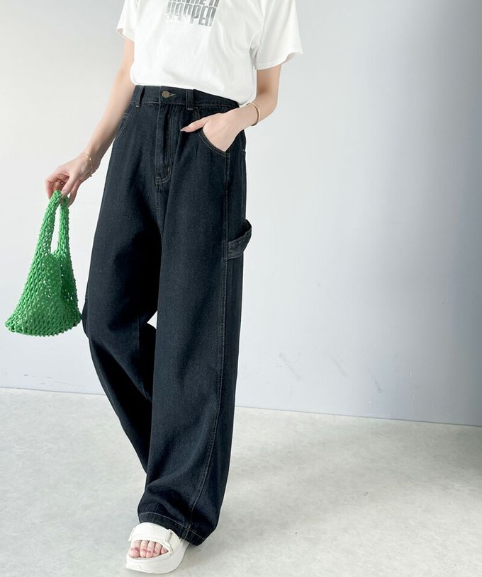 日本 Classical Elf - 超顯瘦厚磅百搭直筒褲-復古刷色