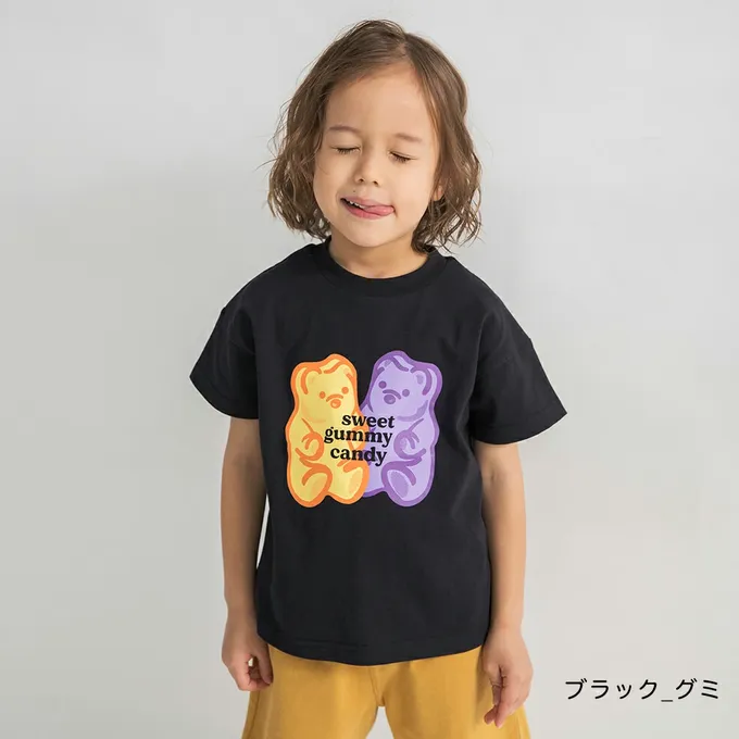 日本 BRANSHES - 天竺棉可愛印花短袖上衣-笑臉花花-紫