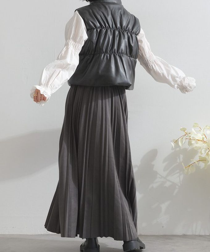 日本 ELENCARE DUE - 俐落低調麂皮百褶長裙-煙燻黃