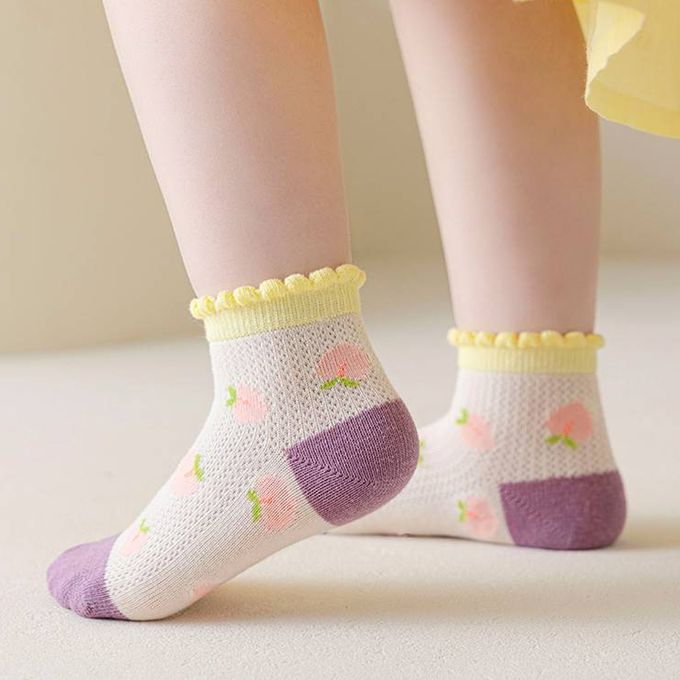 腳ㄚ子 - 幼/兒童透氣網眼襪 童襪 襪子 棉襪 兒童襪-粉色小桃