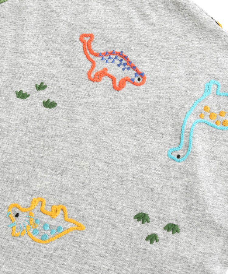 日本 BIT'Z - 彩色刺繡滿版恐龍短袖上衣-灰