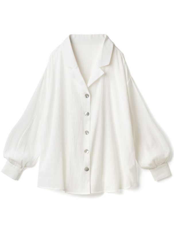 日本 GRL - 100%棉 翻領落肩透氣薄長袖襯衫-深海藍 (F)