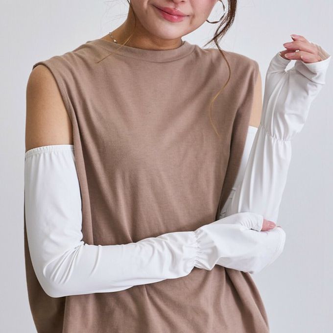 日本 LIZDAYS - 接觸涼感 抗UV露指尖防曬袖套-黑