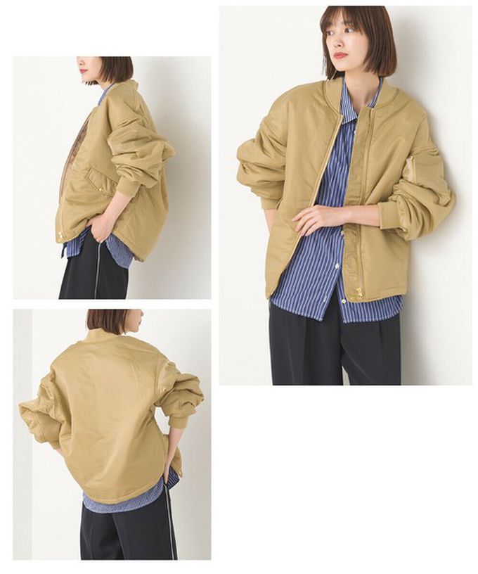 日本 OMNES - 輕量尼龍鋪棉保暖飛行外套-黑