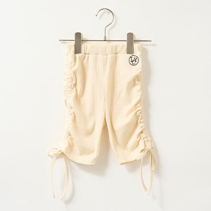 日本 Lycee mine - 側綁帶甜心皺摺合身五分褲-炭灰