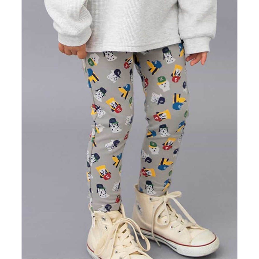 DAISUKI 百搭鬆緊彈性九分褲-帽子狗狗-淺灰