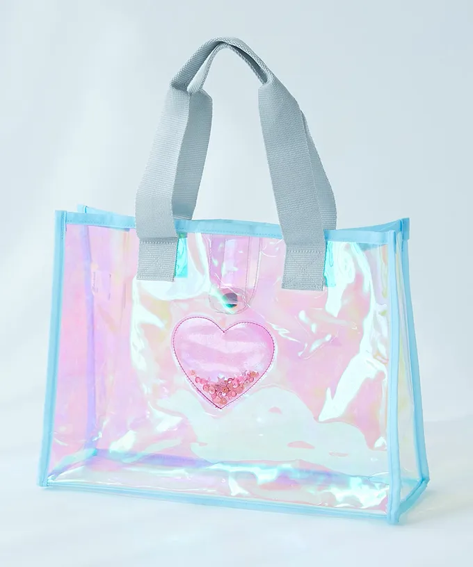 日本 devirock - 獨角獸色系閃亮PVC游泳/玩水包-貝殼-紫x黃