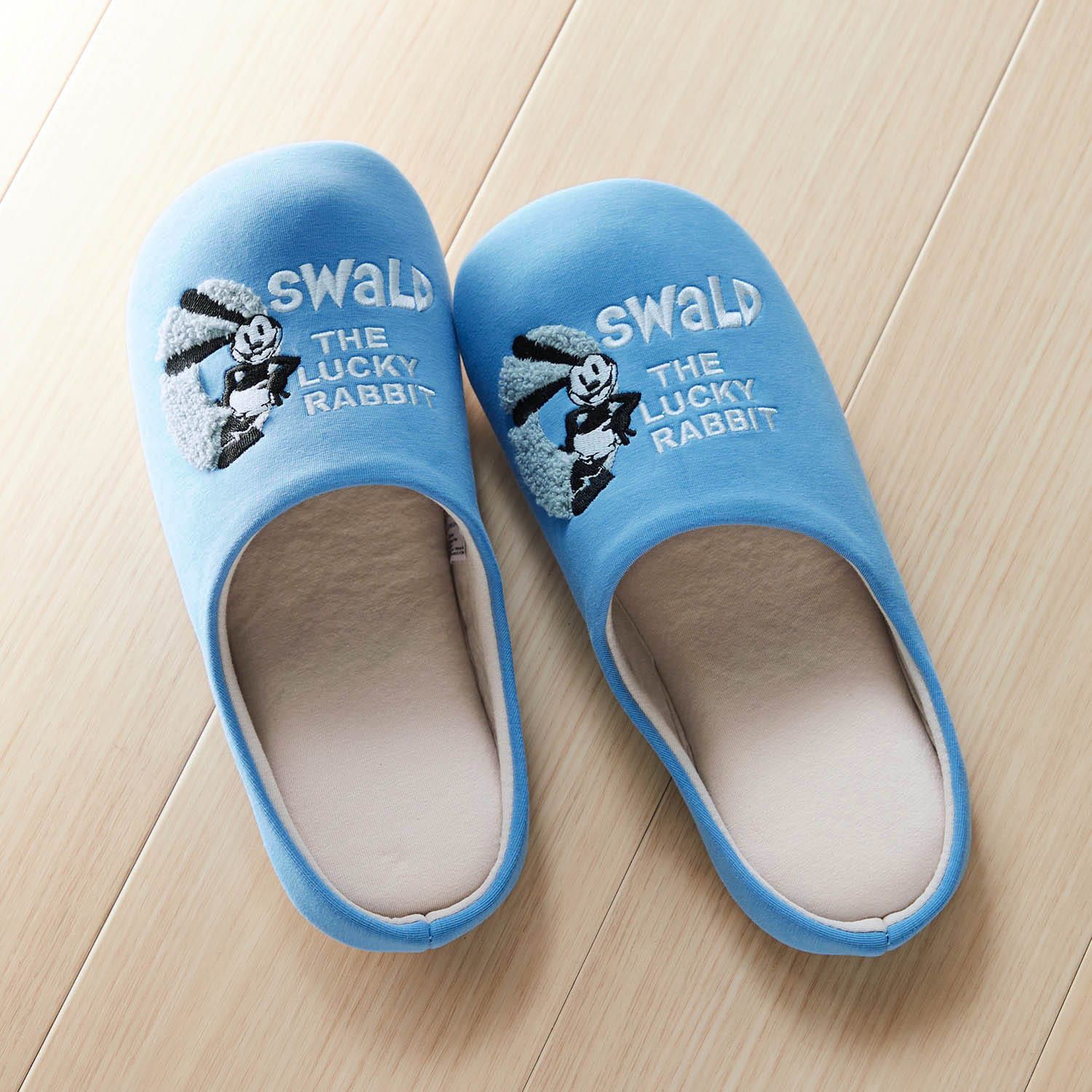 日本千趣會 - 迪士尼 麵包型室內拖鞋-幸運兔奧斯華-水藍 (M(23-25cm))