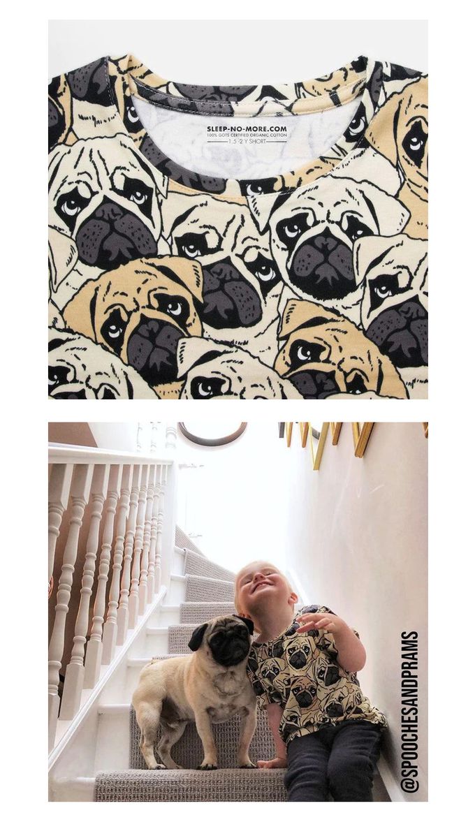 英國 SLEEP NO MORE - 100% 有機棉兒童短袖上衣-巴哥 (1.5-2 Y)