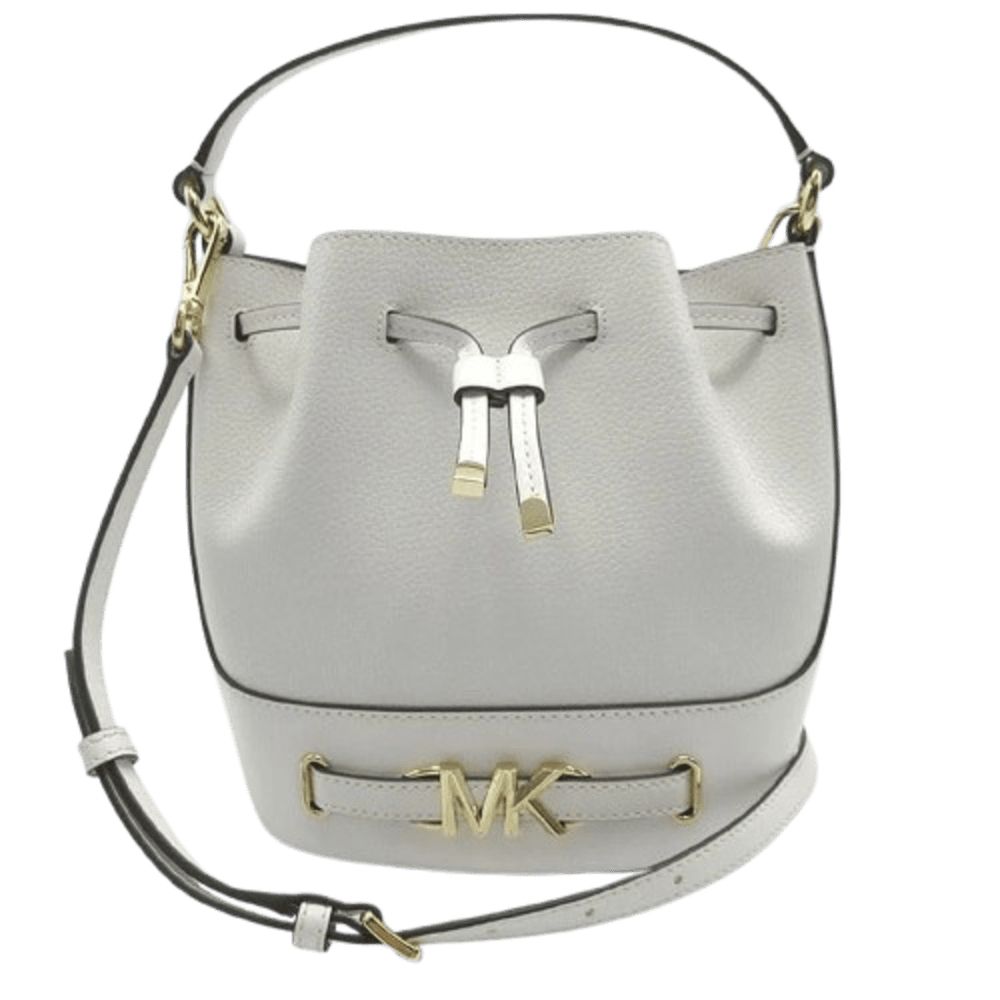 素色抽繩水桶包 (白)